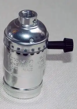 Silver knob switch Винтаж Edison лампа держатель E27 лампа розетка выключатель с цепочкой Ретро алюминиевая Подвесная Лампа баз потолочный светильник розетка 3 предмета в комплекте - Цвет: Silver knob switch