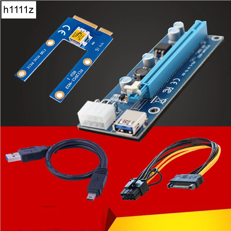 Мини расширитель PCI E Express переходная карта 1x к 16x PCIE майнинга USB 3 0 кабель для