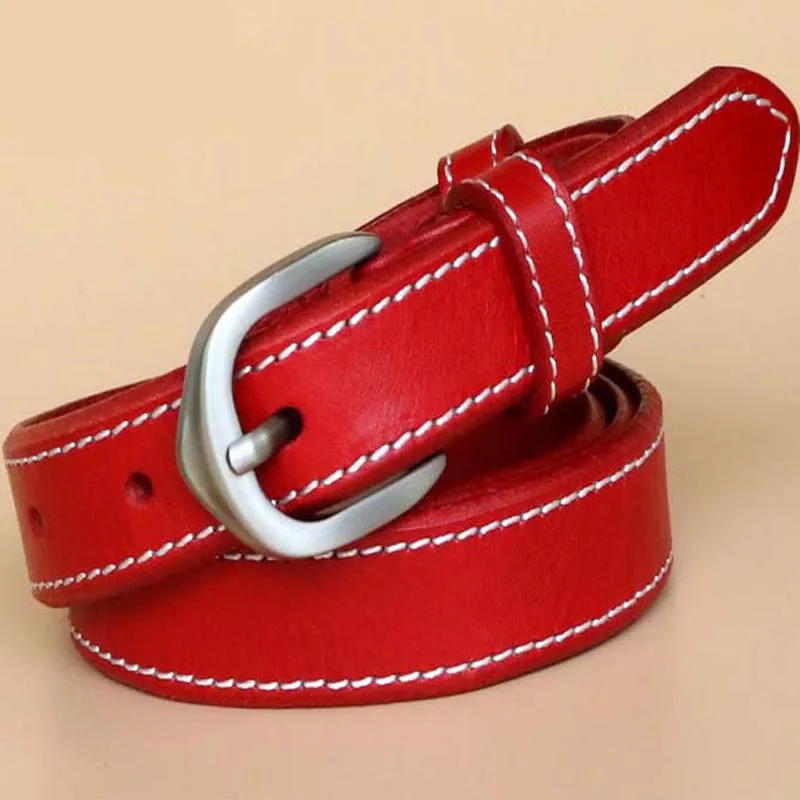 2018 hot sales Women's strap brief plain belt all-match vintage cowhide decoration pin buckle jeans solid belt Genuine leather