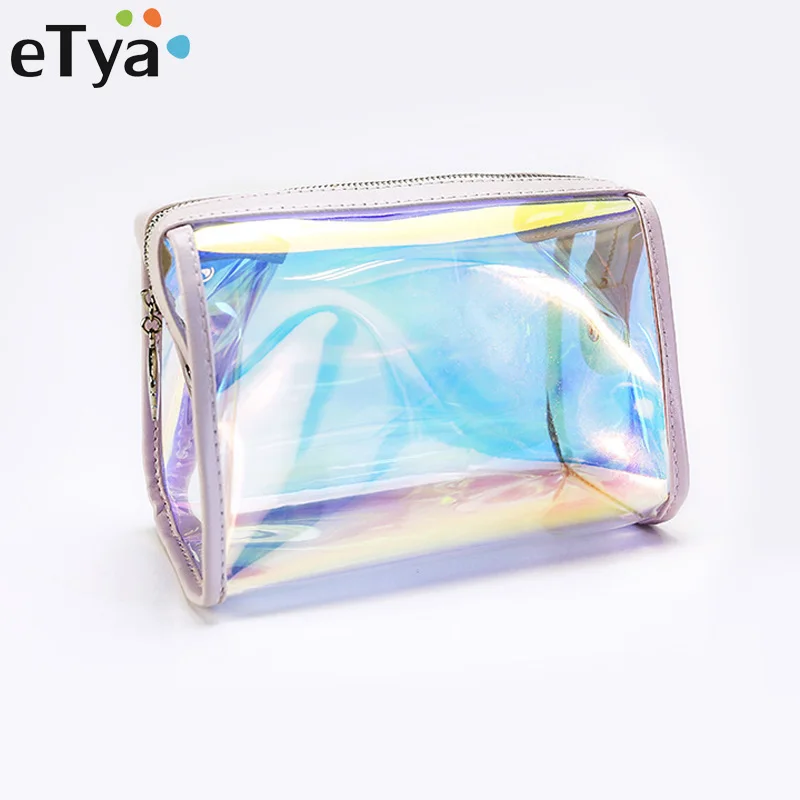 

eTya Laser Transparent Cosmetic Bag Large Capacity Men Women Travel Waterproof Clear Storage Makeup Bag Portable Beauty Wash Bag