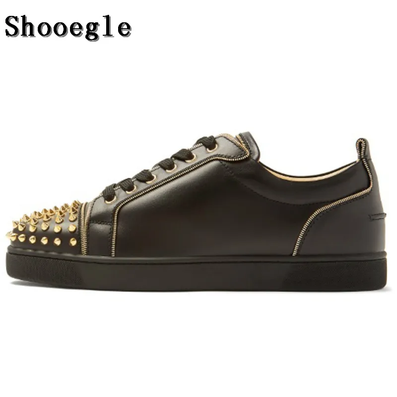 SHOOEGLE/Новинка года; модная роскошная мужская обувь с шипами; кроссовки с заклепками; повседневная мужская обувь на платформе; мужская обувь на шнуровке с низким верхом; размеры 38-46