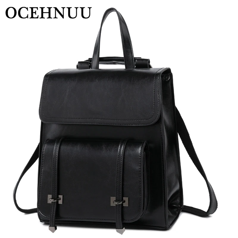 

OCEHNUU New Luxury Fashion Shoulder Bag Backpack Women Bagpack Genuine Leather Ladies Backpack Mochila Mujer Rucksack School Bag