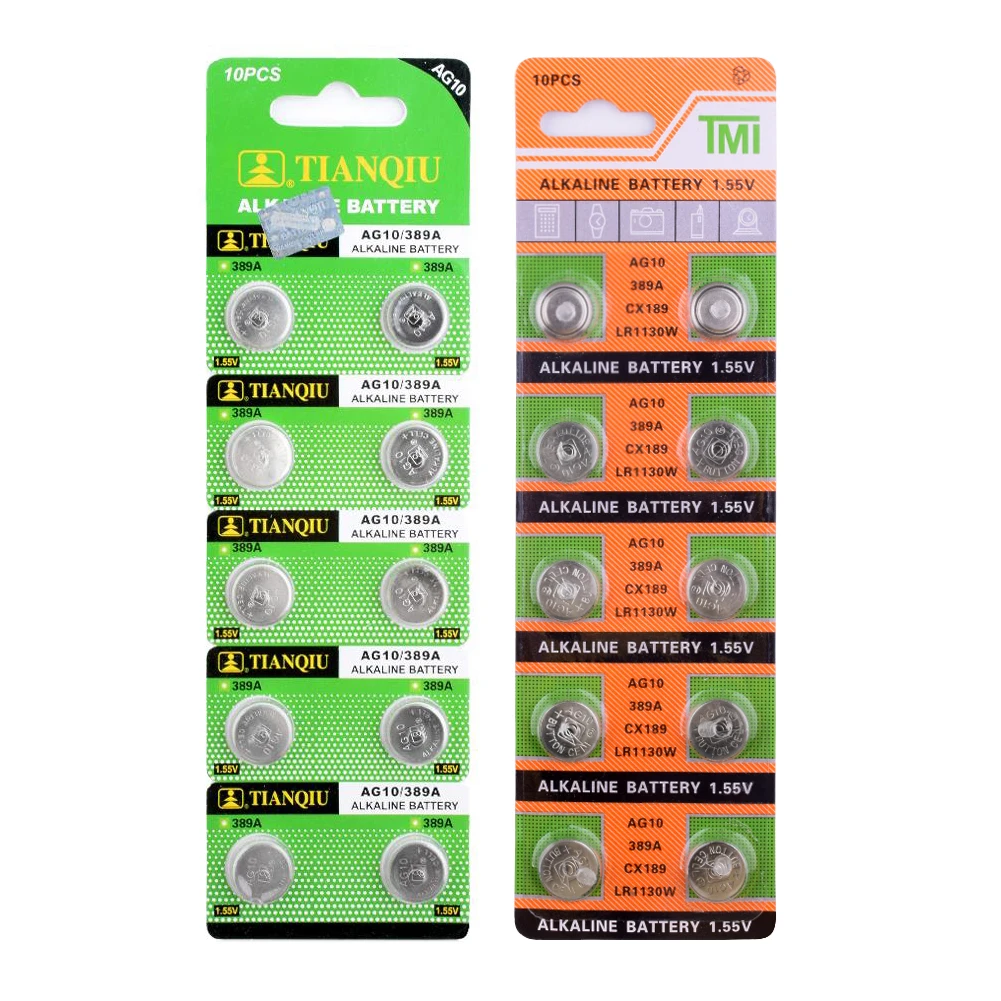 40 шт./упак. AG10 LR54 ячейки щелочной Батарея 1,55 V SR54 389 189 LR1130 SR1130 аккумуляторы таблеточного типа для игрушечные часы пульт дистанционного управления
