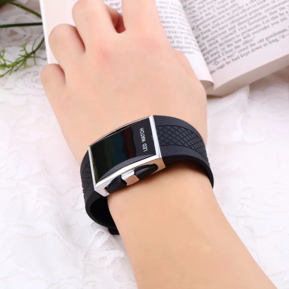 Модные спортивные цифровые светодиодные наручные часы унисекс силиконовые с