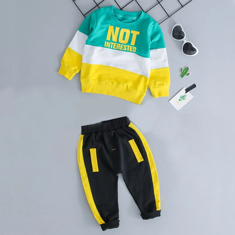 Kids Toddler Boy Girl Casual Clothes Set 2019 Newest Spring For Letter Long Sleeve T shirt + Pants Outfit 1 2 3 4 Years | Детская одежда