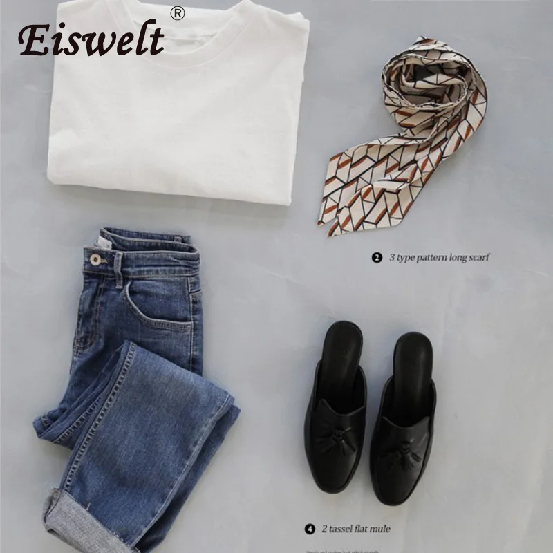 EISWELT 2018 New Arrive Lady Slippers Top Quality Genuine Leather Shallow Shoes Comfortable Square Heel Summer Mules | Обувь