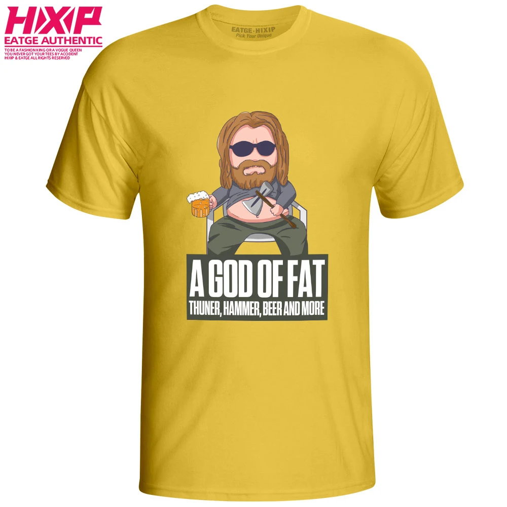 Футболка с надписью «Fat Thor», «God of Fat», «громовой Молот», «Beer», «мстители», «Endgame», Забавный дизайн, футболка HIXIP, дизайн, для мужчин и женщин - Цвет: Yellow