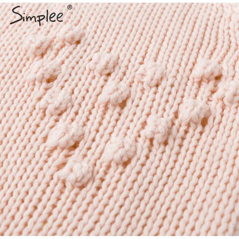 Simplee Pink hairball autumn winter sweaters ladies O neck long sleeve casual pullover New fashion loose knitted jumper