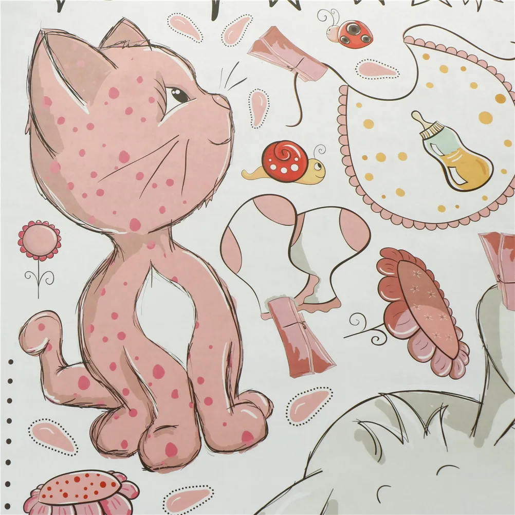 1 шт. наклейка на стену в виде мультяшного кота кролика цветка для маленьких