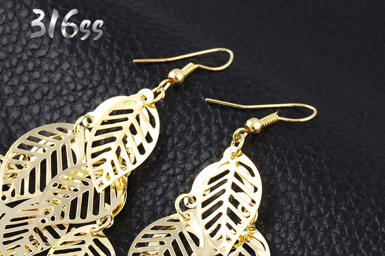 Женские вечерние ничные Винтажные серьги в виде листьев элегантные богемные из