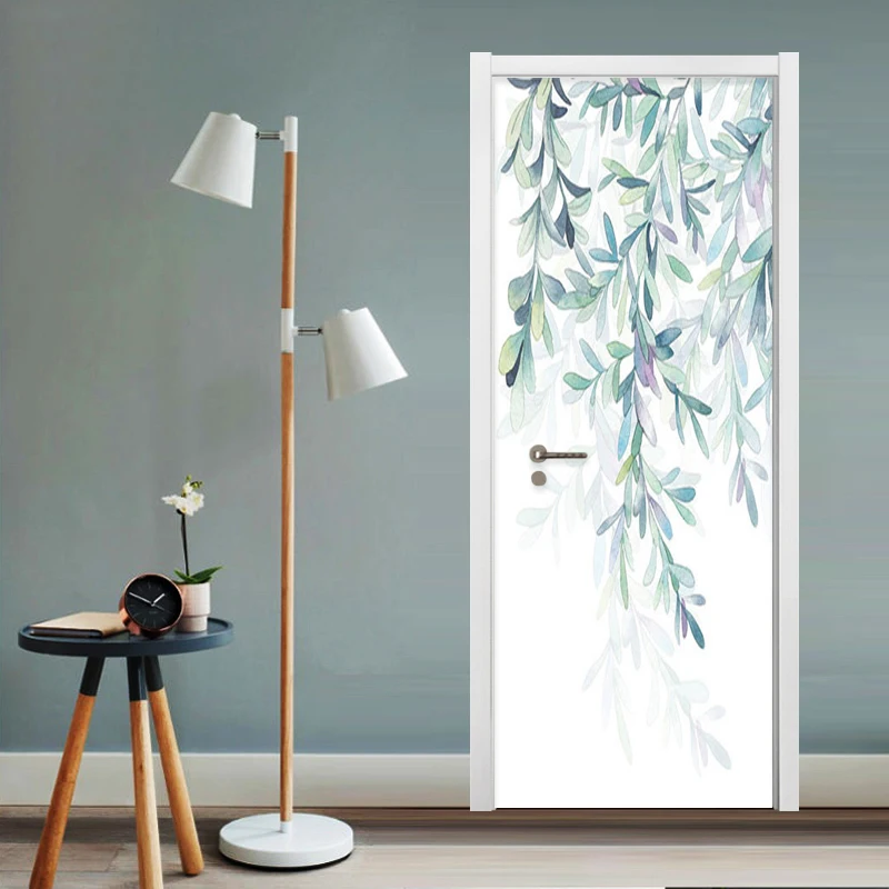Nordic Style Modern Simple Leaves Wallpaper 3D Living Room Bedroom Door Sticker Creative Home Decor Wall Murals Papel De Parede