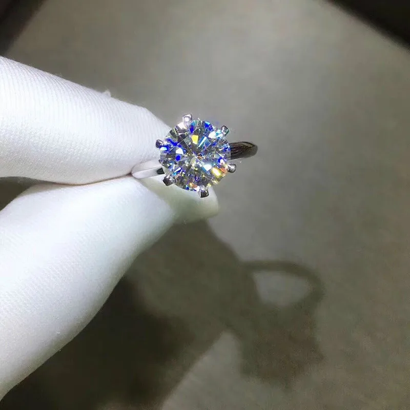 2ct карат муассанит обручальные кольца для женщин 925 пробы серебряные кольца с платиновым покрытием Свадебные украшения с сертификатом GRA