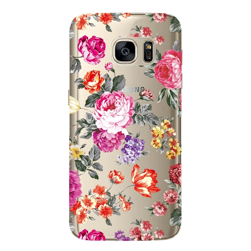 GrandEver soft case for Samsung Galaxy S7 edge silicone Flowers Ultra slim Tranparent panda coque For Cover | Мобильные телефоны и