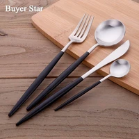 buyer star 24 piece stainless steel flatware set service for 6 elegant house kitchen restaurant hotel stylish matte cutlery
