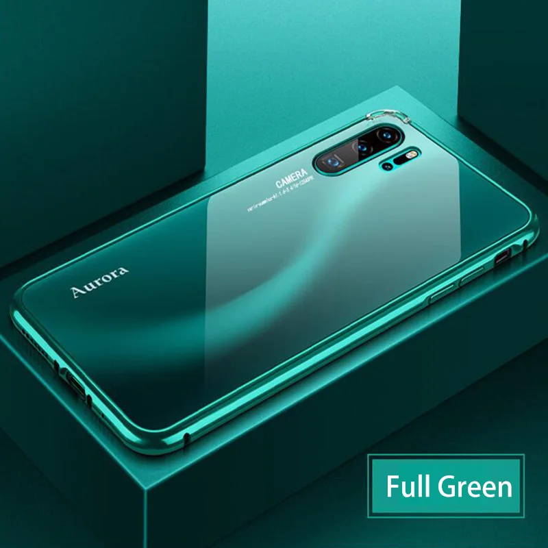 Full Green 2 в 1 Гибридный чехол для huawei P30 P30Pro чехол металлический бампер противоударный Закаленное стекло Жесткий Чехол для huawei P20 P20Pro P30 оболочка - Цвет: Full Green