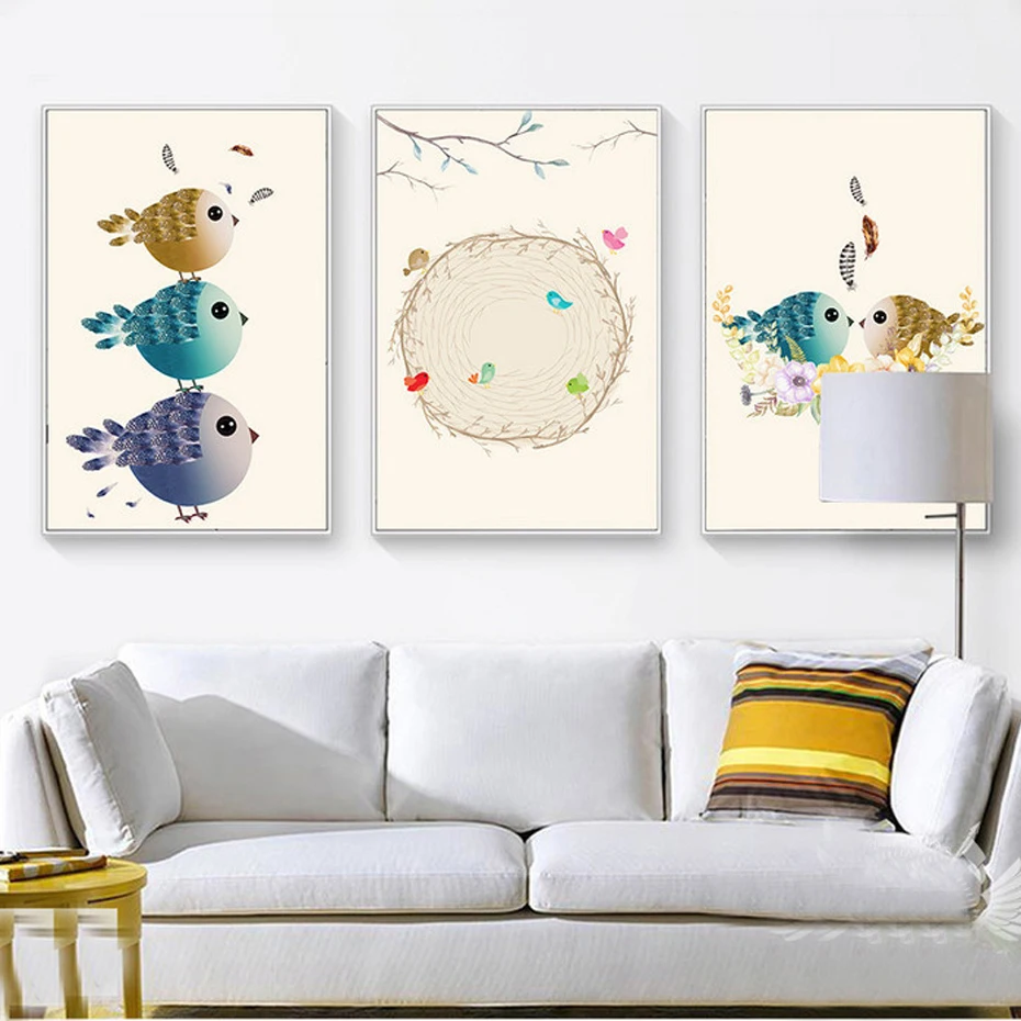 Новая Скандинавская современная картина в виде птичьего гнезда маслом искусственная украшения для