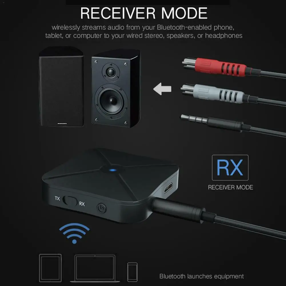 2 в 1 беспроводной Bluetooth 4,2 аудио передатчик приемник HIFI музыкальный адаптер RCA AUX с 3,5 мм AUX аудио для домашнего ТВ MP3 ПК