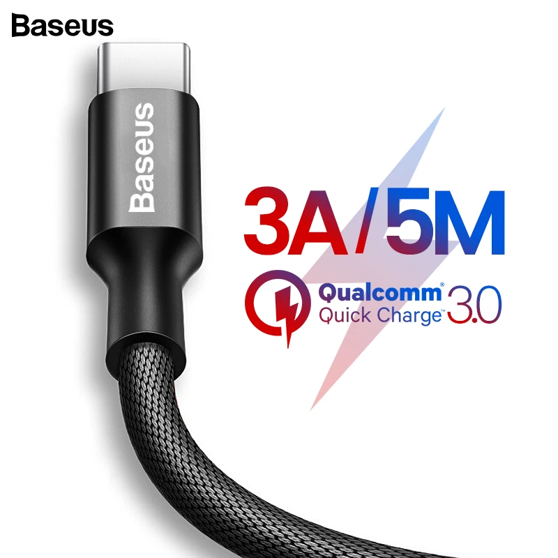 Кабель usb type-C Baseus для быстрой зарядки samsung S9, кабель USB C для зарядного устройства huawei mate 20 Pro Xiaomi Mix 3 Oneplus 6 5T type-C