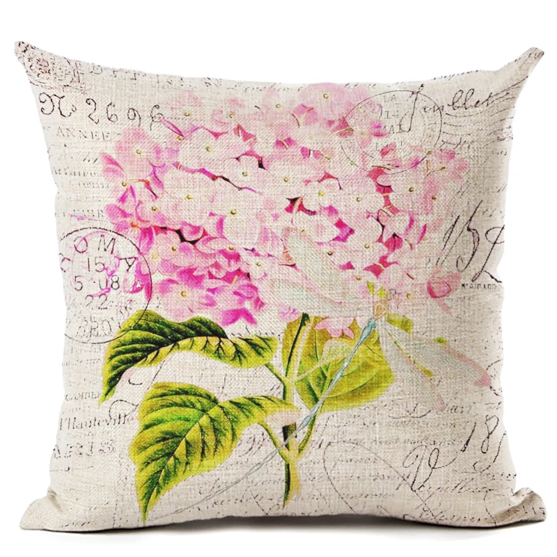 Домашний Декор Цветы Стрекоза Печать наволочка Almofadas льняная Подушка