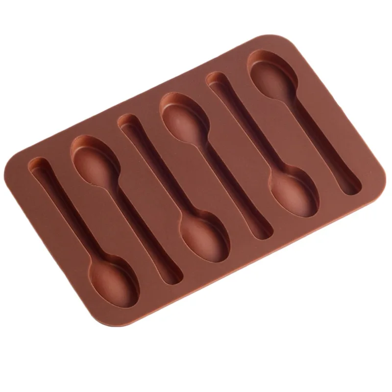 Soup spoon shape High quality Environmental Protection silicone chocolate mold flip candy cake baking mold crystal glue Creative