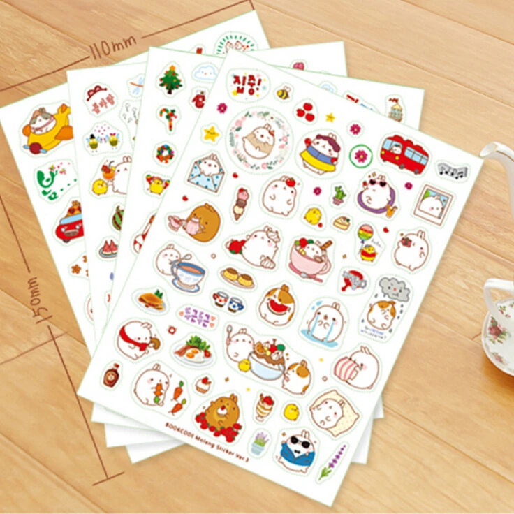 6 шт./упак. милый Сезон 3 кролик декоративные наклейки дневник альбом DIY