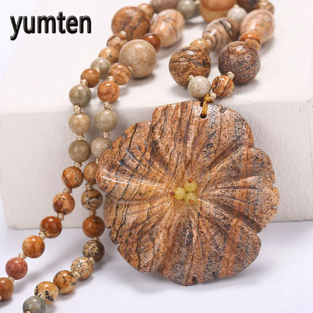 Yumten Popular Pendant Women Accessories Flowers Picture Stone Necklace Fashion Fine Party Clavicle Chain Luna Linkin Warcraft | Украшения