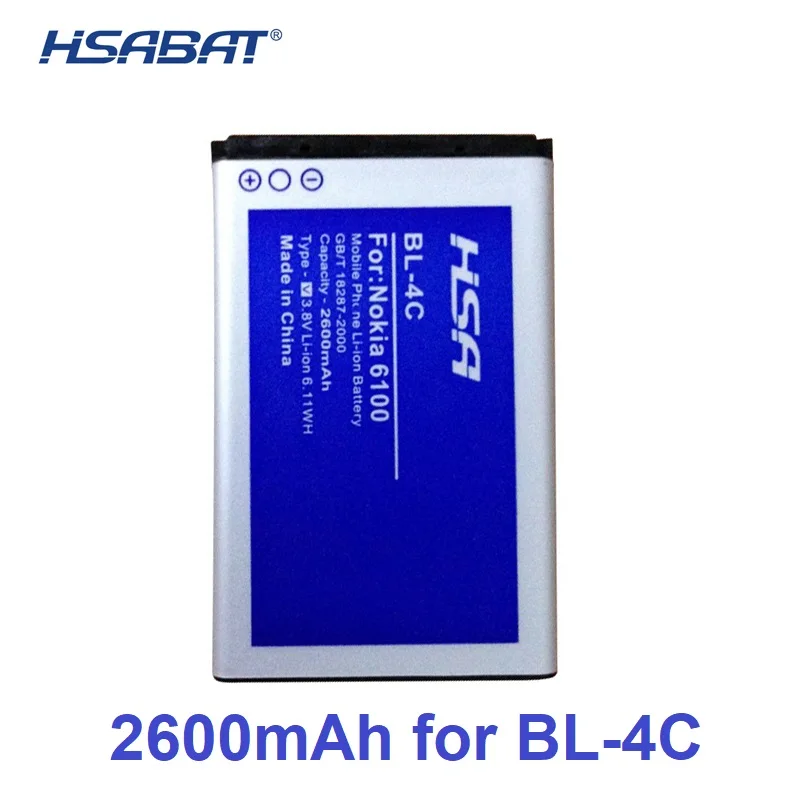 Аккумулятор 2600 мАч для телефона Nokia 1365/1325/2650/2652/3108/3500C/5100/6066/6088/6101/6102/6103/6131/6125|bl 4c