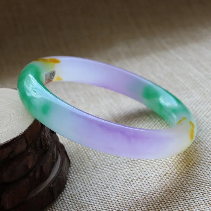 DYY 64 мм Китайский Красивый Лавандовый фиолетовый зеленый нефрит браслет из