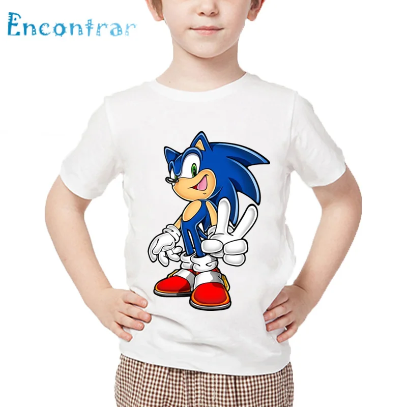 Дети мультфильм печати Sonic The Hedgehog Смешные футболка для маленьких мальчиков