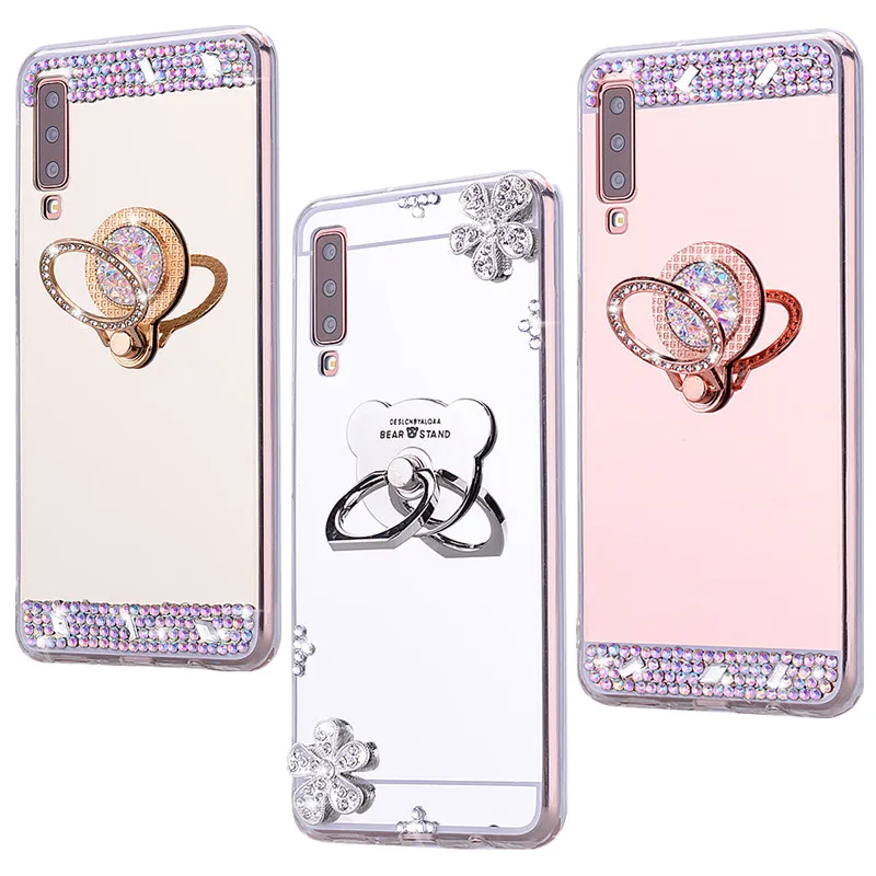 Для Galaxy A50 чехлы для телефонов роскошный зеркальный блестящий Кристальный