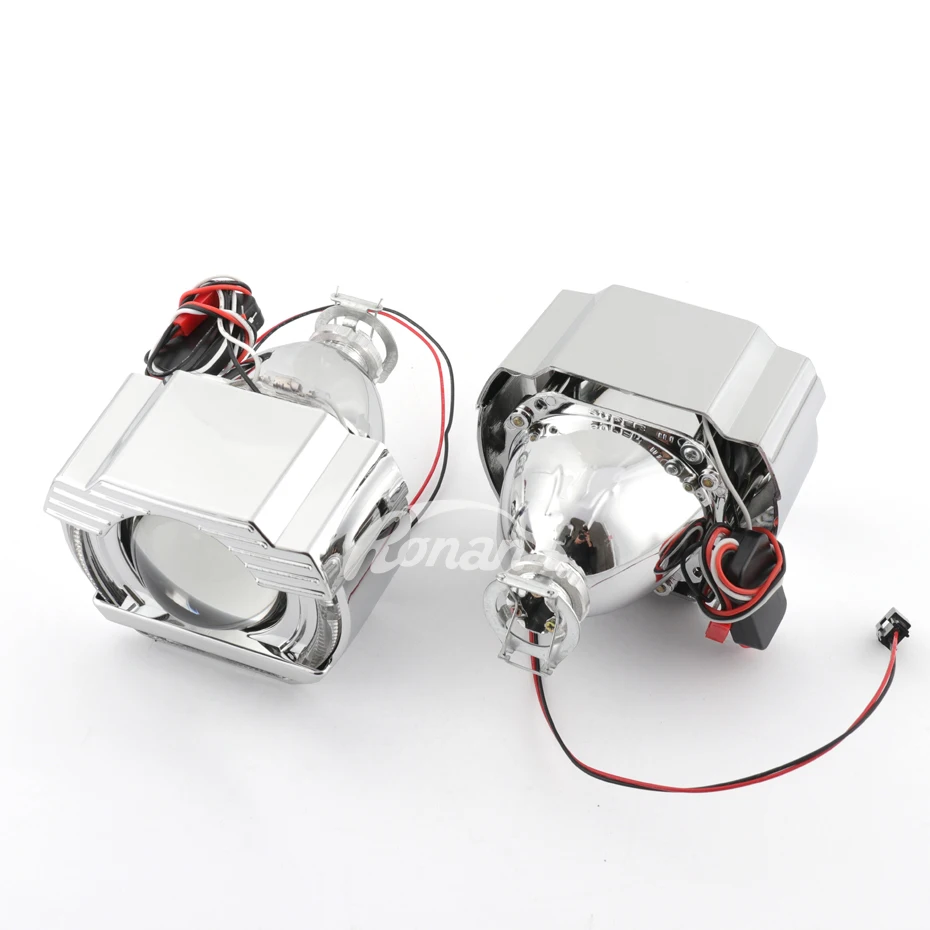 Ronan 2.5&quotbi xenon projector lens MH1 LED DRL angel eyes shrouds for vw H4 H7 Car Styling Bulb Retrofit DIY | Автомобили и