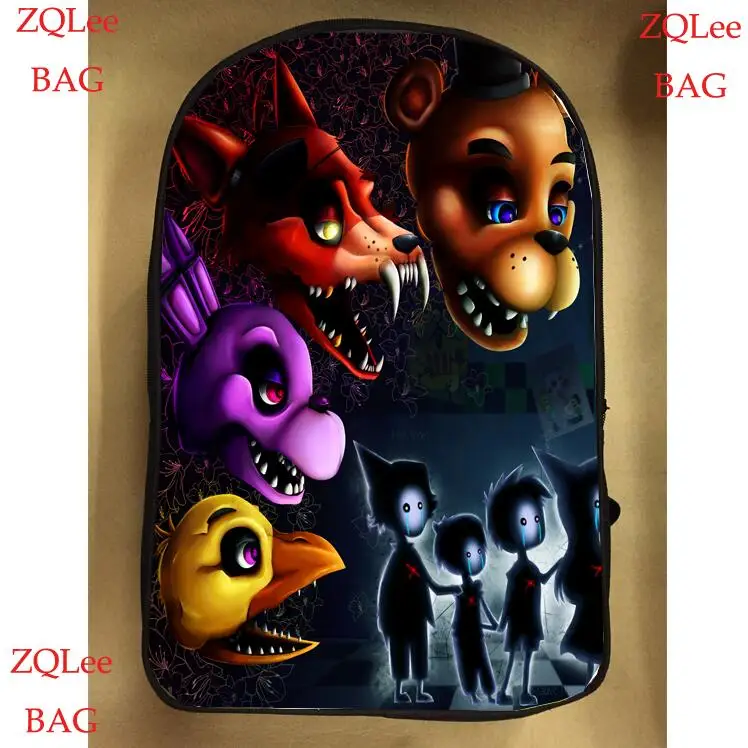 13 дюймовый рюкзак для игры аниме двухслойные школьные сумки детей 3 Freddy Chica Foxy Bonnie