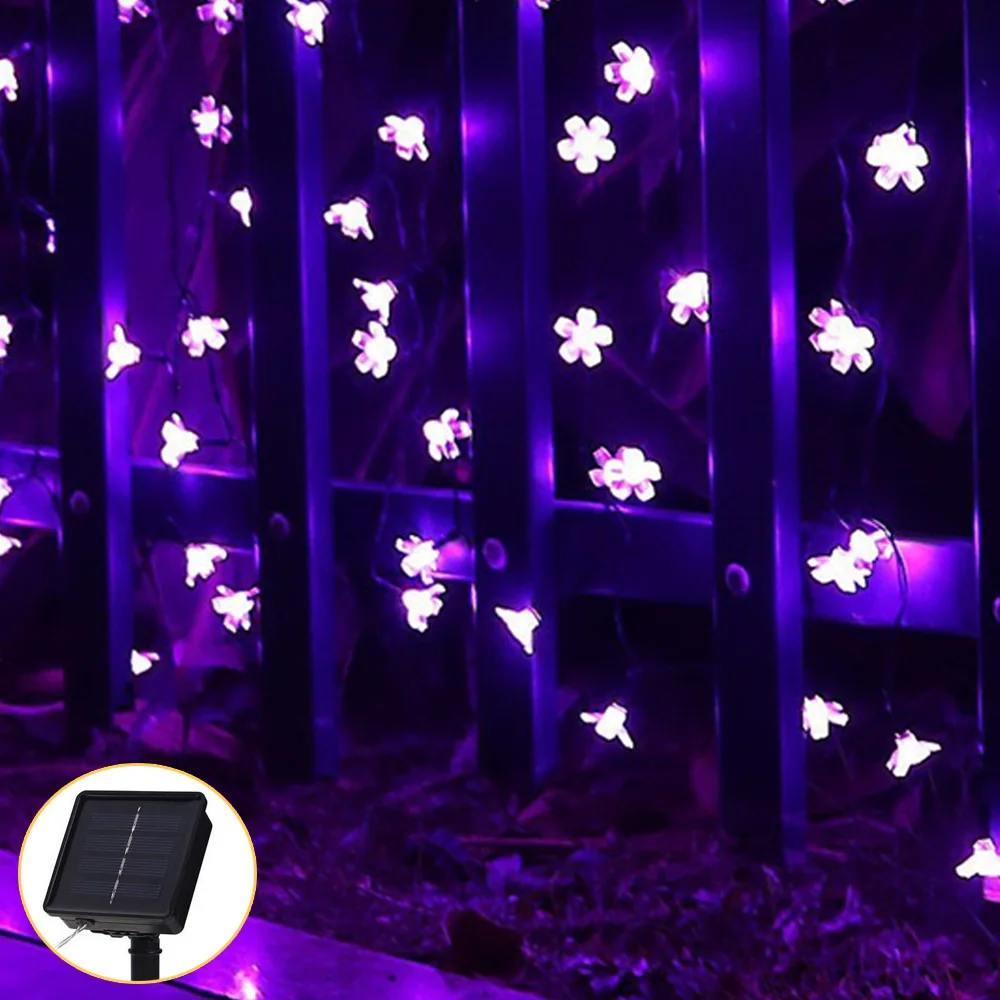 Солнечный цветок персика Фея огни строки 5 м 30LED солнечного света Рождество