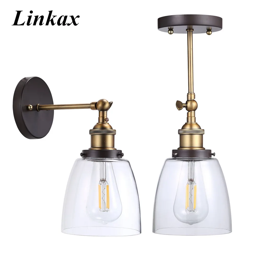 Прозрачный стеклянный абажур настенный светильник в стиле лофт ретро