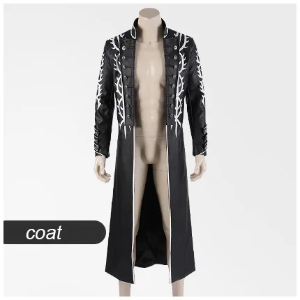 coat DMC 5 Вергилий Косплей Костюм Вергилий искусственная кожа плащ Вергилий брюки жилет Хэллоуин Карнавал косплей куртка для мужчин - Цвет: coat