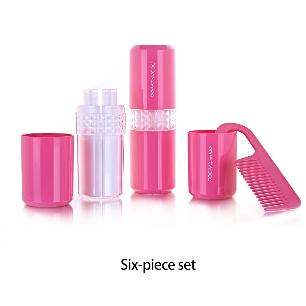 Red-6pcs ONEUP дорожный набор для мытья, портативная зубная паста, зубная щетка, коробка для хранения расчесок, дорожные туалетные принадлежности, аксессуары для ванной комнаты на открытом воздухе, наборы - Цвет: Red-6pcs