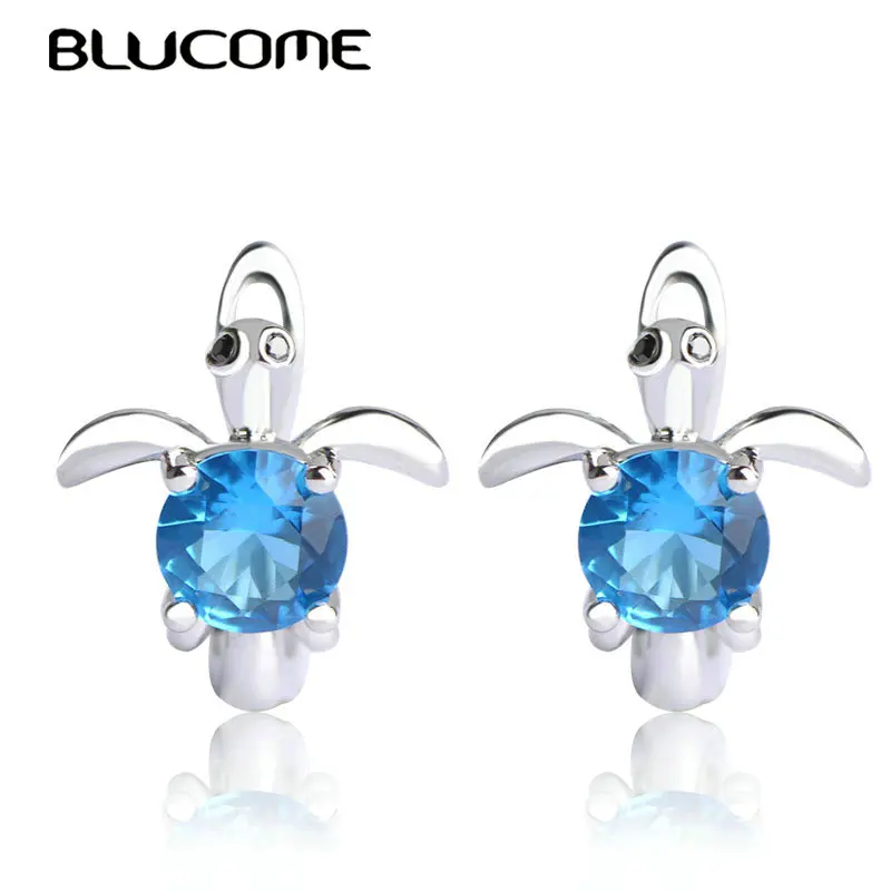 

Женские серьги-гвоздики в виде черепахи Blucome, зеленые серьги из меди и циркона, с D-образным крючком, украшение для свадьбы и праздника,