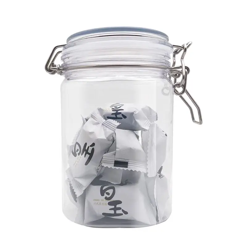 

800ML Plastic Square Clip Top Storage Jar With Airtight Seal Lid Food Container Tableware Preserving Kitchen Flour Pasta Spice