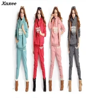 autumn and winter new fashion women suit warm womens tracksuits casual set with a hood fleece sweatshirt three pieces set xnxee
