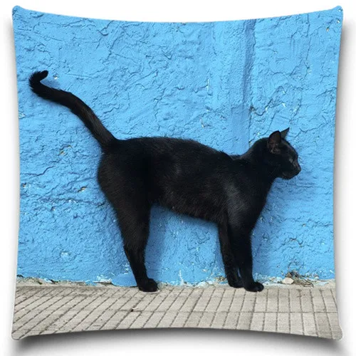 

Black Cat Pattern Pillow Case Christmas gift Polyester Cotton Chair Seat Waist Square Decorative size customized available
