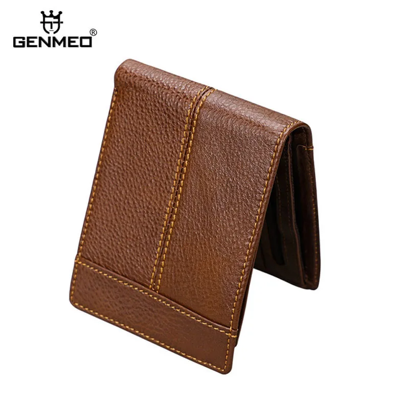 Genmeo новое RFID Блокировка натуральная кожа кошелек Мужская из бычьей кожи клатч
