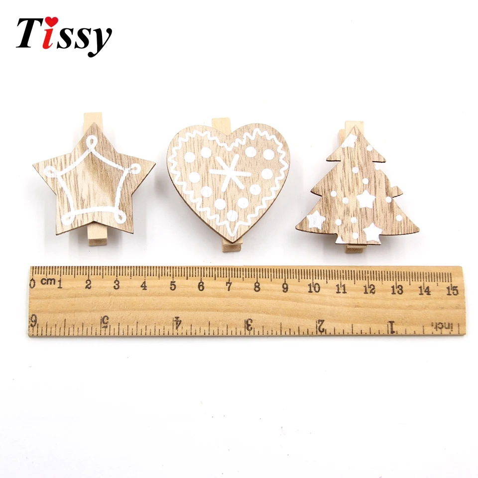 20 шт. белые деревянные зажимы в форме сердца звезды и дерева для фотосъемки