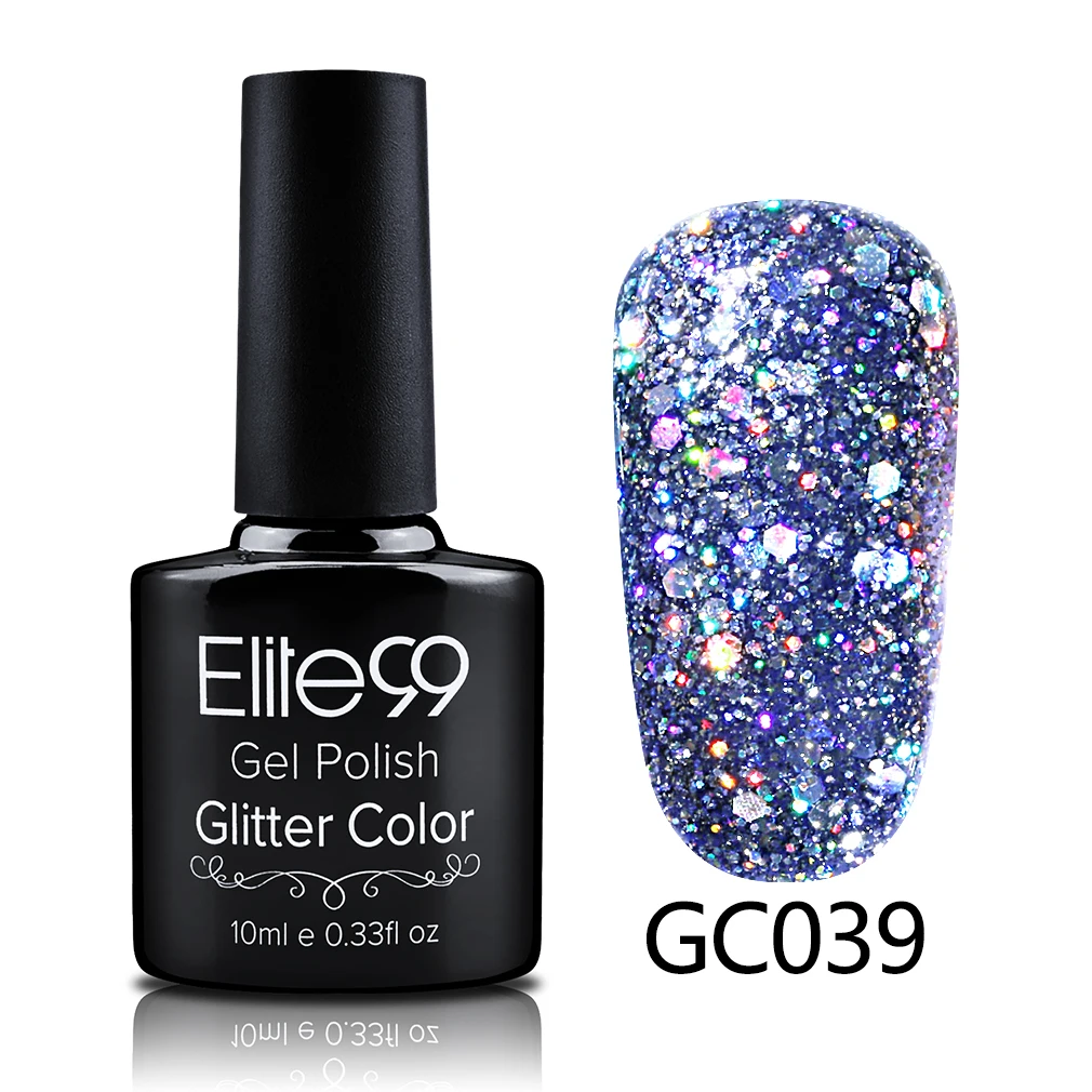 S-GC039 Elite99 10 мл Soak Off блёстки Блеск УФ гель лак Diamond для ногтей гель для ногтей с блестками красота направление Atr - Цвет: S-GC039