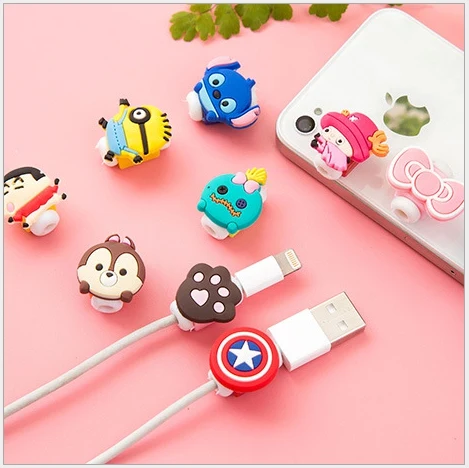100 шт. Модный милый мультяшный защитный чехол для кабеля USB Apple Iphone android зарядное