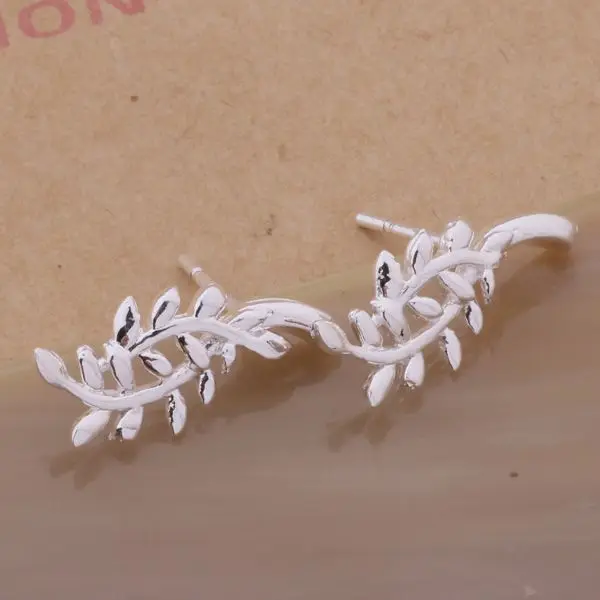 Серьги с серебристым покрытием серебряные модные серьги вокруг листьев/broakiva