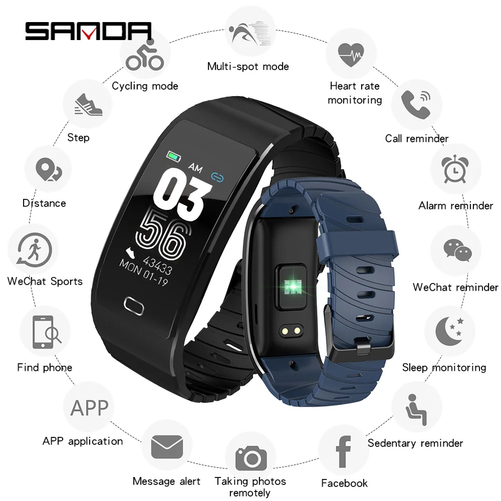 Смарт часы SANDA 2019 мужские цифровые с Bluetooth пульсометром сфигмоманометром для Android