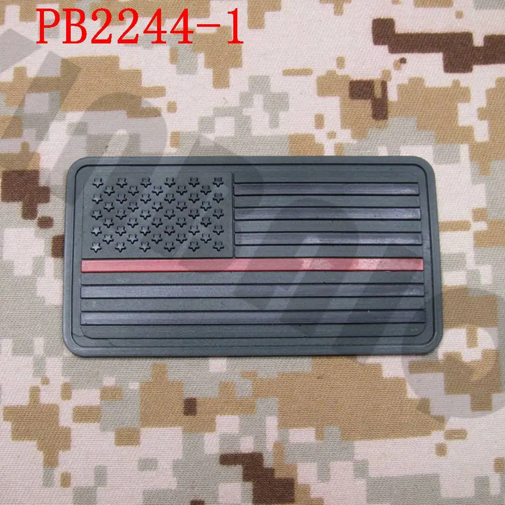 PB2244 Green 3D ПВХ патч тонкая красная линия американский флаг Пожарный спасательный огонь для поддержания боевого духа - Цвет: PB2244 Green