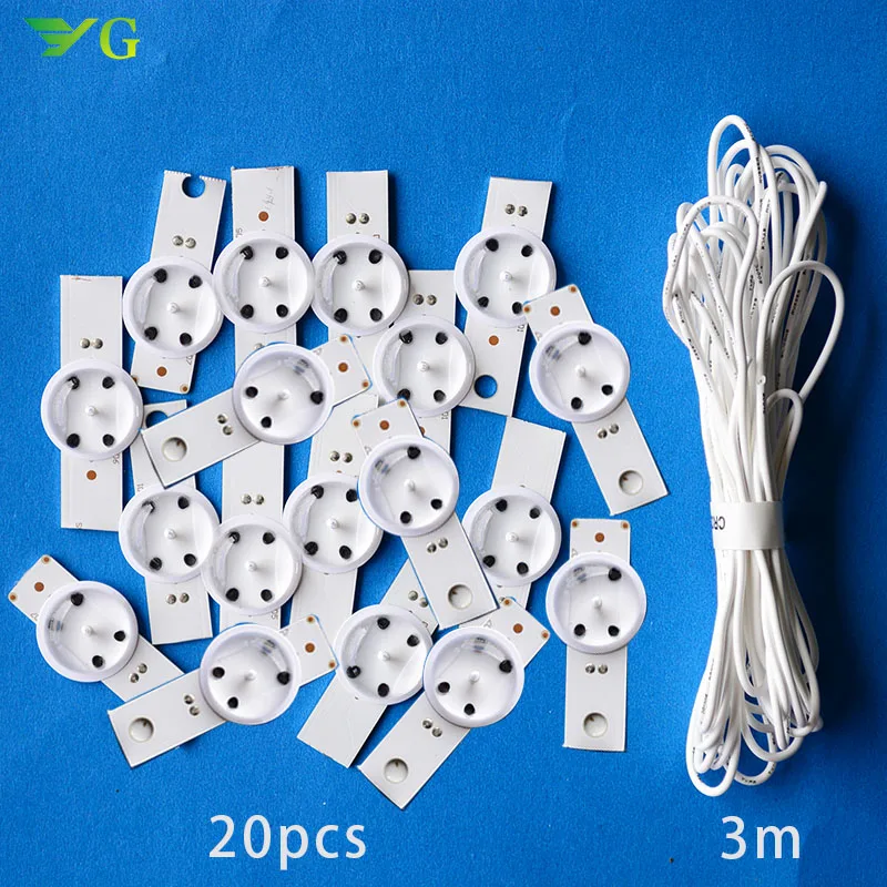 20 штук светодиодные лампы 3v 6vBulbs vbulbs для подавления переходных скачков напряжения 32-65 дюймов ТВ оптический объектив фильтра Подсветка w/кабель двухсторонняя лента+ кабель