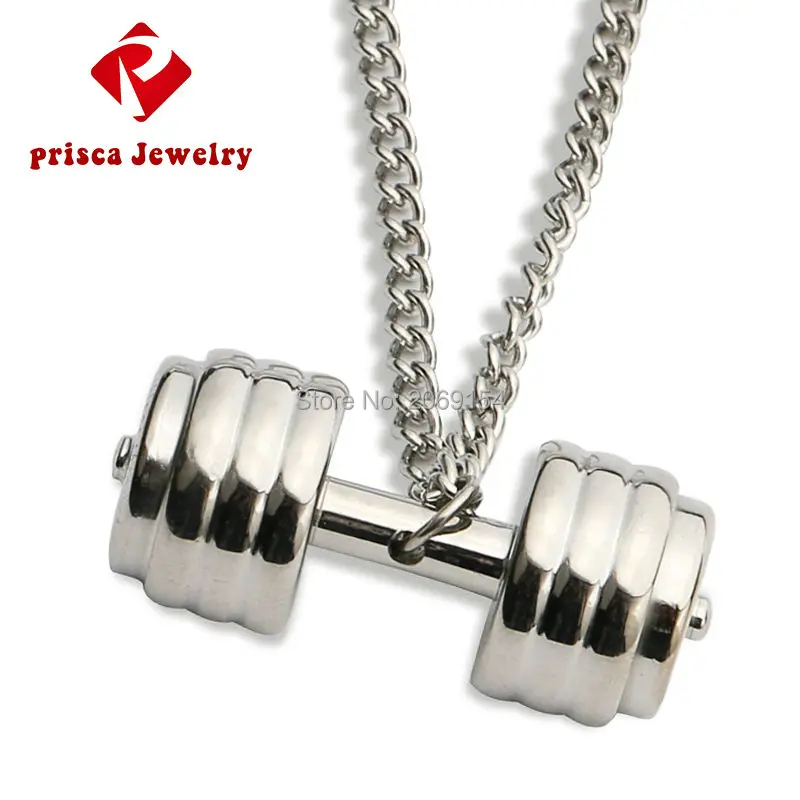 Men Choker Necklace  Casual Sporty Jewelry Silver Color For Male Stainless Steel Power Barbells Jewelry Magnetic Link Chain