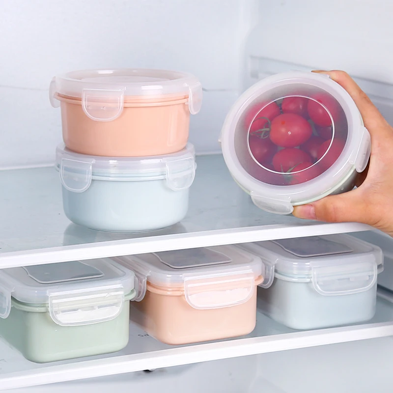 Маленький контейнер для хранения еды мини Bento круглые квадратные контейнеры